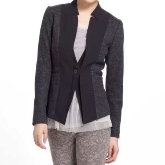 Elevenses Anthropologie Wool Blend Blazer Jacket 0 - Picture 2 of 8